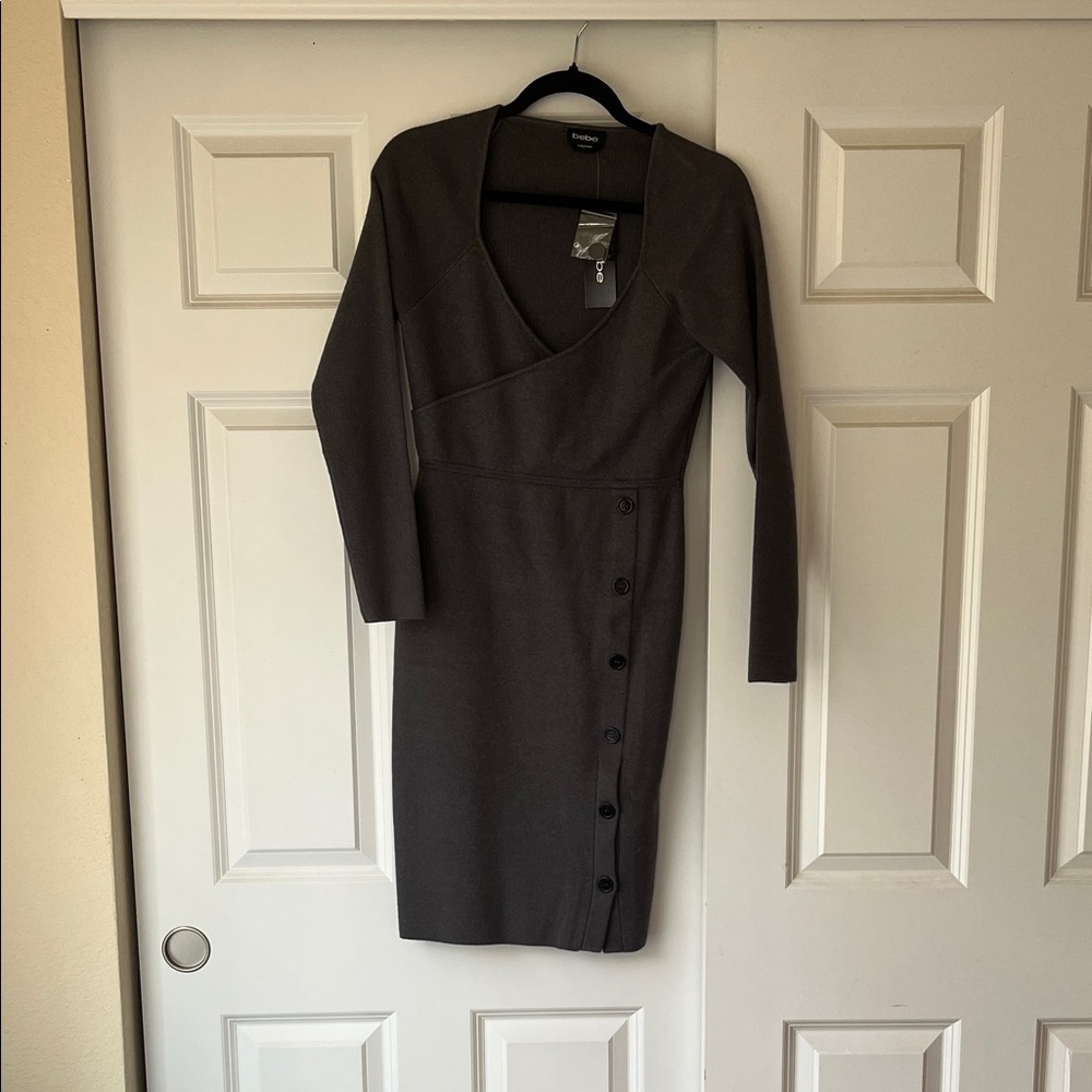 bebe Charcoal Long Sleeve Dress